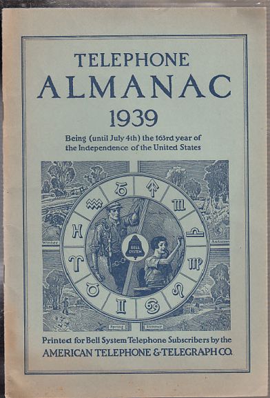Item #E10397 Telephone Almanac 1939. Bell Telephone.