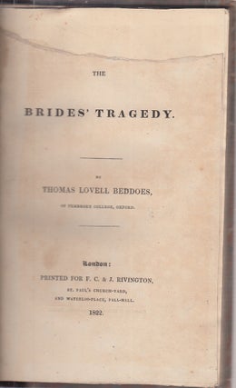 Item #E14086 The Bride's Tragedy. Thomas Lovell Beddoes