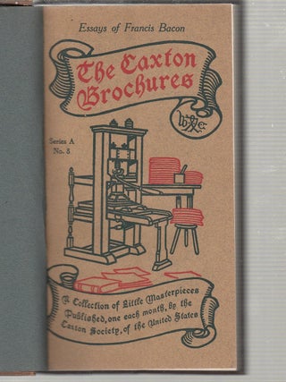 Item #E19920 The Caxton Brouchures, Series !, Nos. 8-14. Caxton Society, Francis Bacon, Lord...