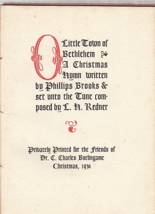 Item #E22669B O Little Town Of Bethlehem: A Christmas Hymn written by Phillips Brooks & set unto...