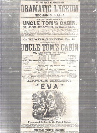 Item #E23791 1870s Broadside for Stage Performance of "Uncle Tom's Cabin" Harriet Beecher Stowe