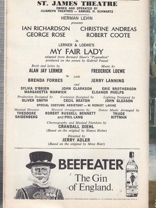 Playbill "My Fair Lady" with Ian Richardson and Christine Andrews; Hirschfeld cover