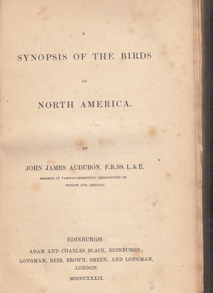 Item #E24753DD A Synopsis Of The Birds of North America. John James audubon