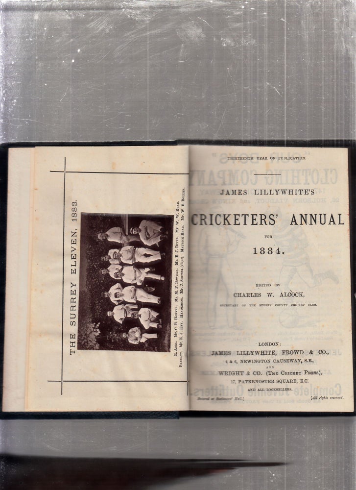 Item #E26262B James Lillywhite' Cricketers Annual for 1884. Charles W. Alcock.