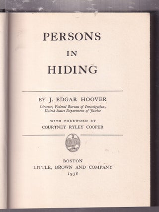 Persons In Hiding (first edition in scarce original dust jacket)