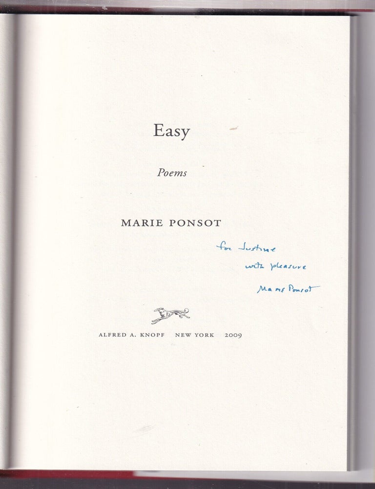 Item #E34664 Easy: Poems (inscribed first edition). Marie Ponsot.