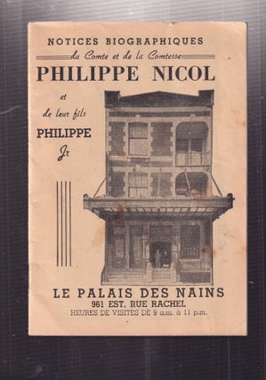 Advertising booklet for "The Midgets Palace" and Biographical Sketches of Count and Countess Philippe Nicol