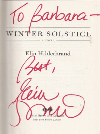Item #E35614 Winter Solstice (signed edition). Elin Hilderbrand