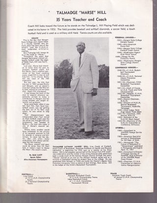 A Salute to Line Coach Talmadge Layman Hill: Homecoming 1964 football game program
