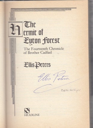 Item #NE19121 THE HERMIT OF EYTON FOREST (first edition, signed by Ellis Peters). Ellis Peters