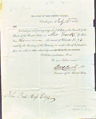 Item #X193 Document Signed , Dated 1828, by William Clark, Treasurer of the United States....