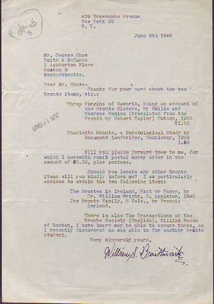 Item #X216 Typed Letter Signed to a Boston Bookseller regarding Purchase of Books about the...